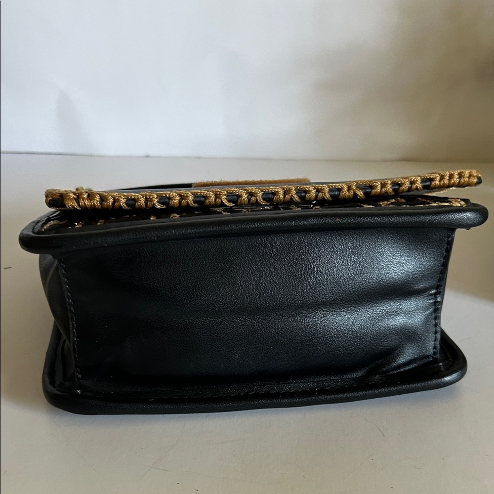 Black and Brown Shoulder Bag with Gold Accents - Picture 11 of 17